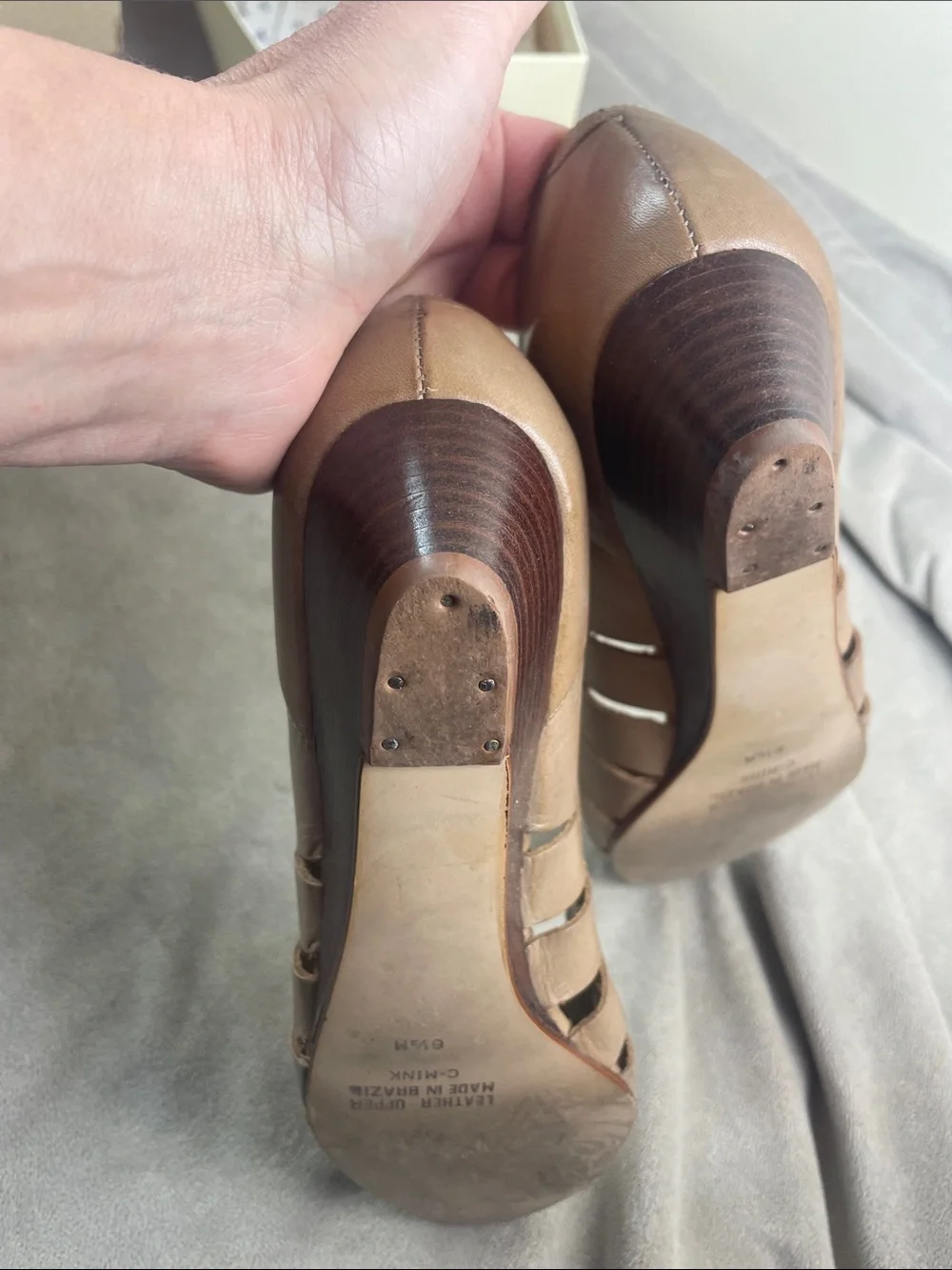 Calico Vintage Brazilian Leather Wedge Loafers Mink Tarragon